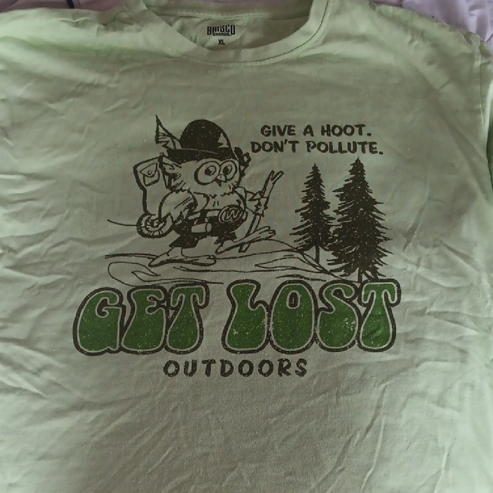 Green Graphic Tee with Owl Print